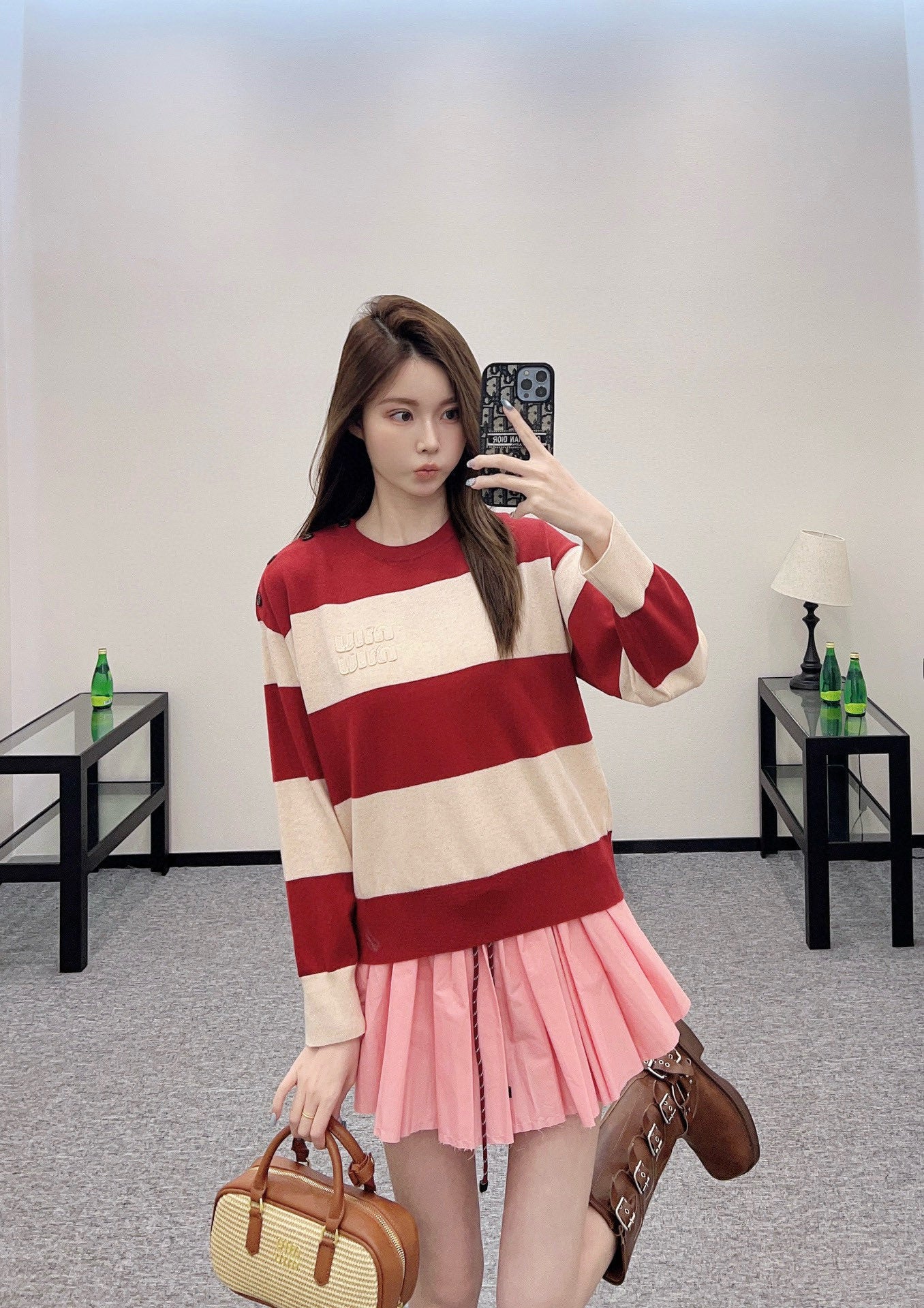 Mi*mi*♥ new product Striped crew neck sweater