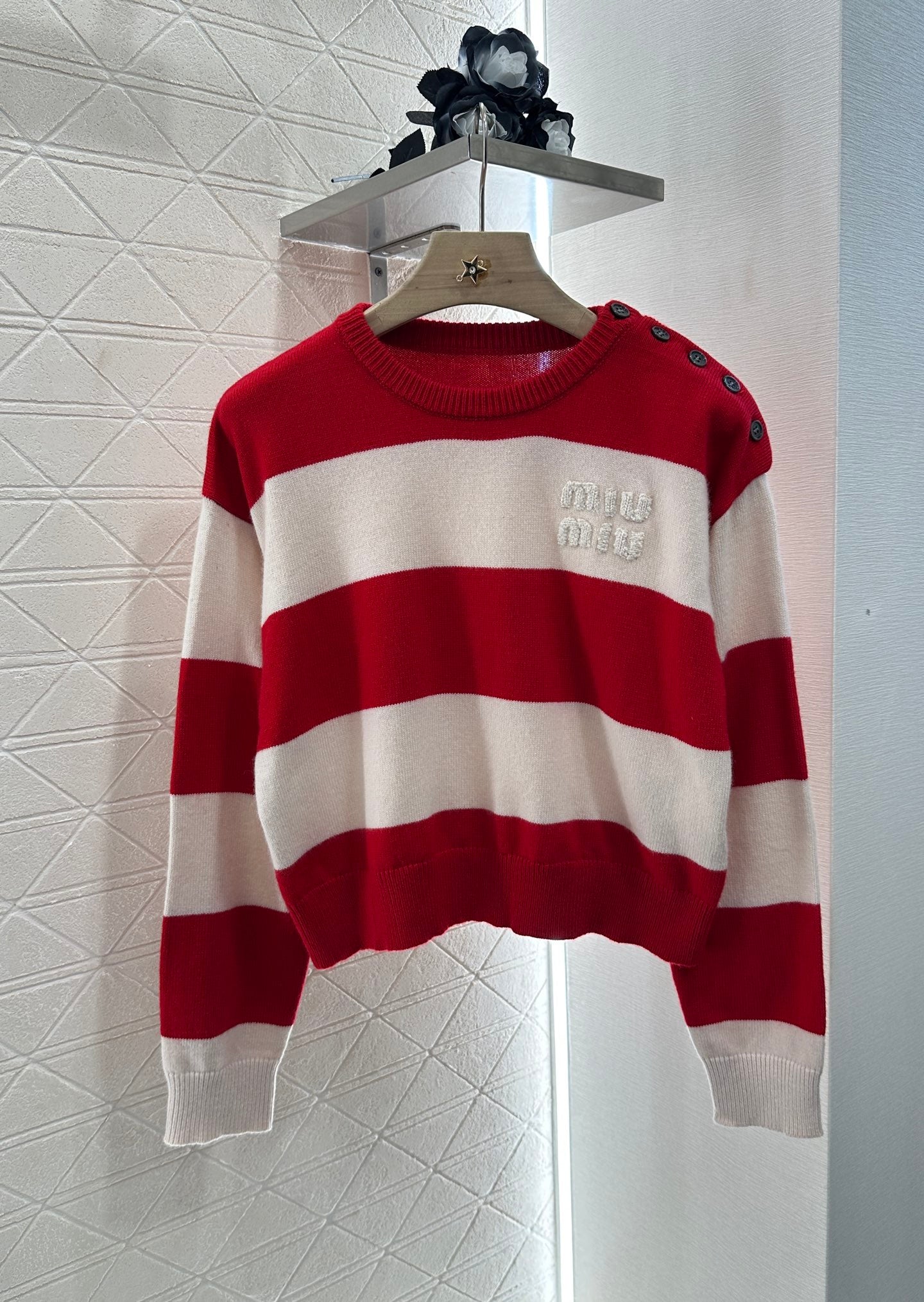 Mi*mi*♥ new product Striped crew neck sweater