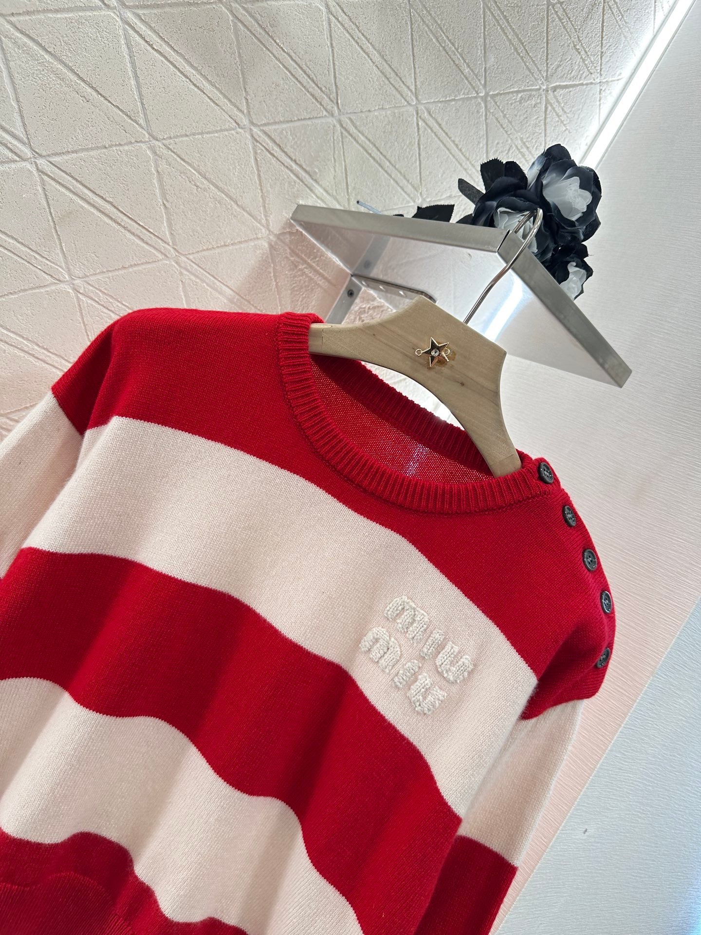 Mi*mi*♥ new product Striped crew neck sweater