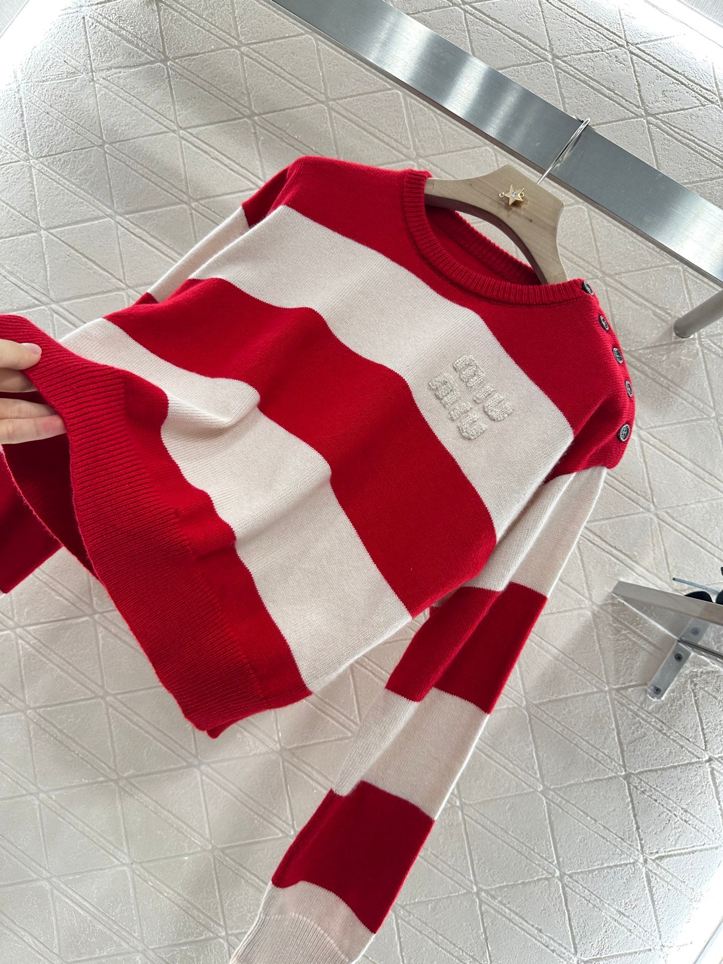 Mi*mi*♥ new product Striped crew neck sweater