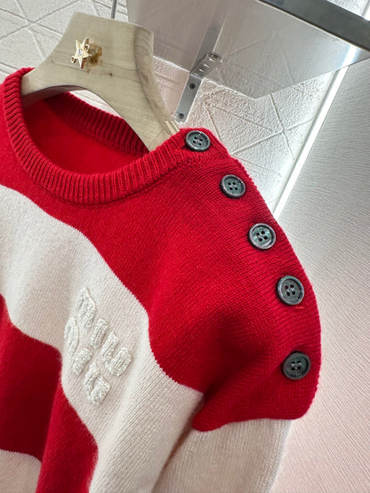Mi*mi*♥ new product Striped crew neck sweater
