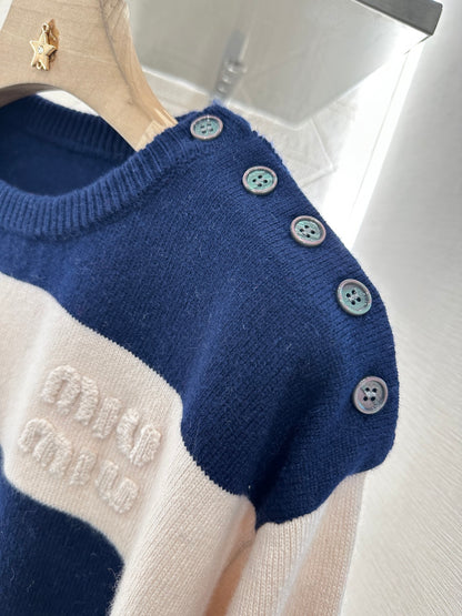Mi*mi*♥ new product Striped crew neck sweater