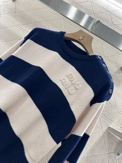 Mi*mi*♥ new product Striped crew neck sweater