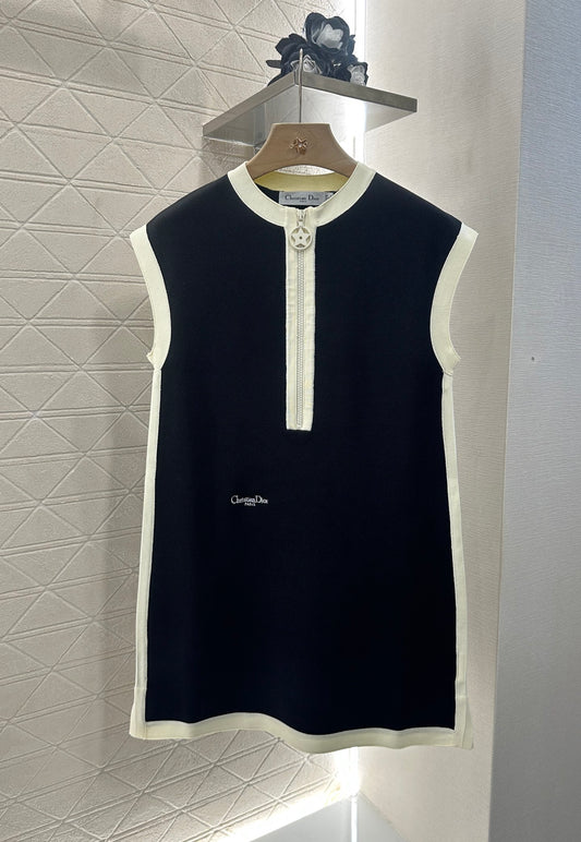 D*♥2025 new product Black and white vest dress
