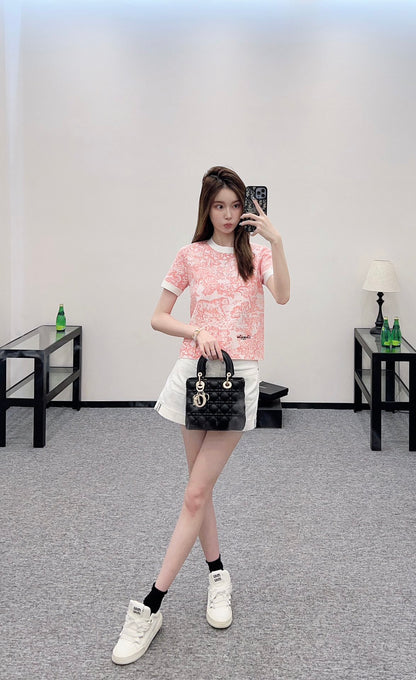 D*♥2025 new product Jacquard knitted short sleeves