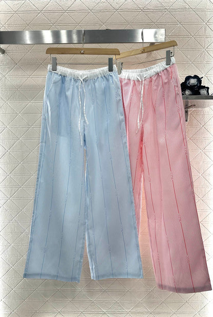 G*♥2025 new product Drawstring striped trousers
