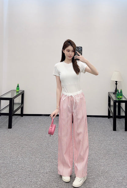 G*♥2025 new product Drawstring striped trousers