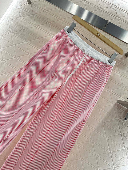 G*♥2025 new product Drawstring striped trousers