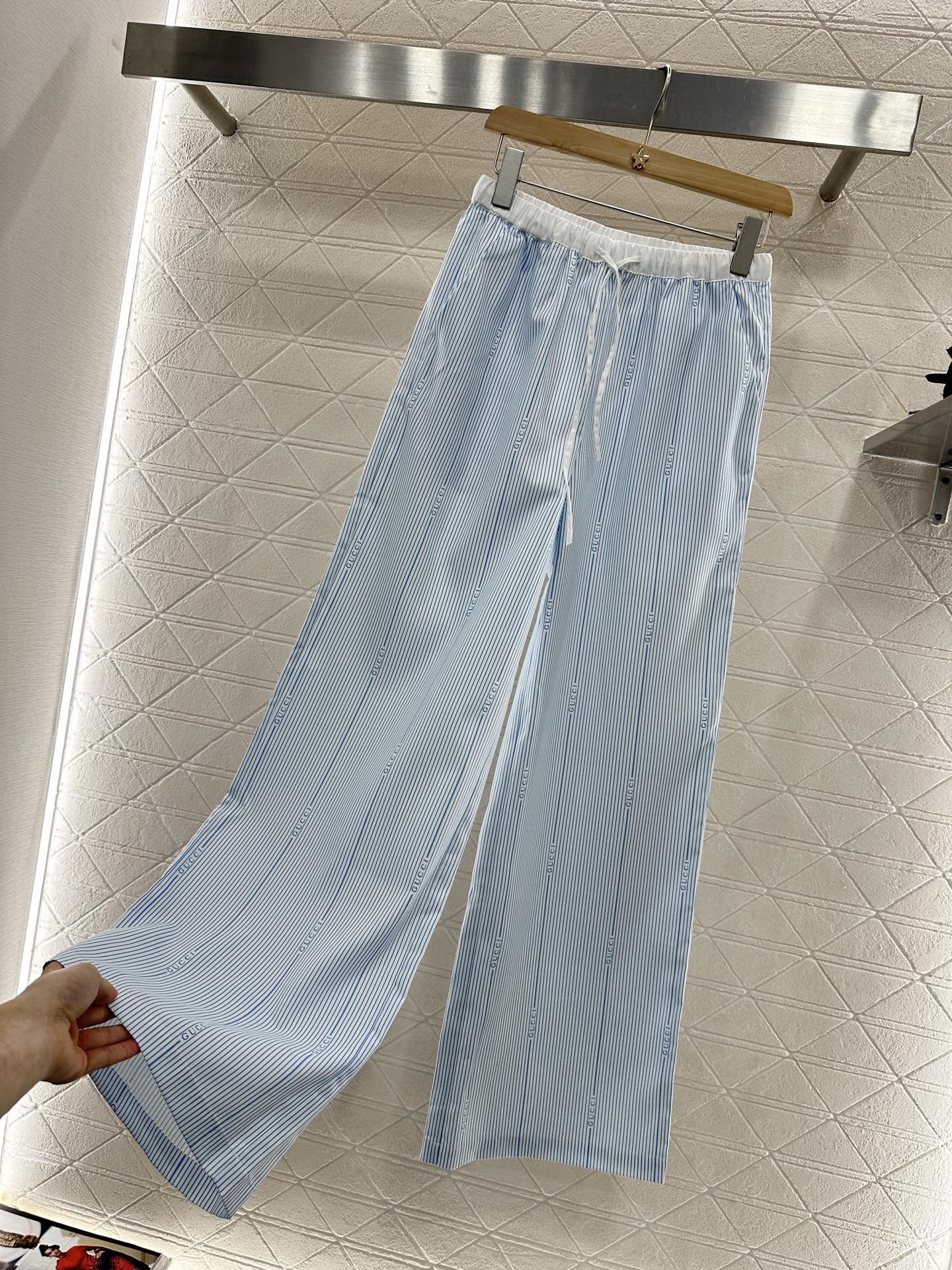 G*♥2025 new product Drawstring striped trousers