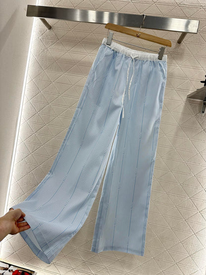 G*♥2025 new product Drawstring striped trousers