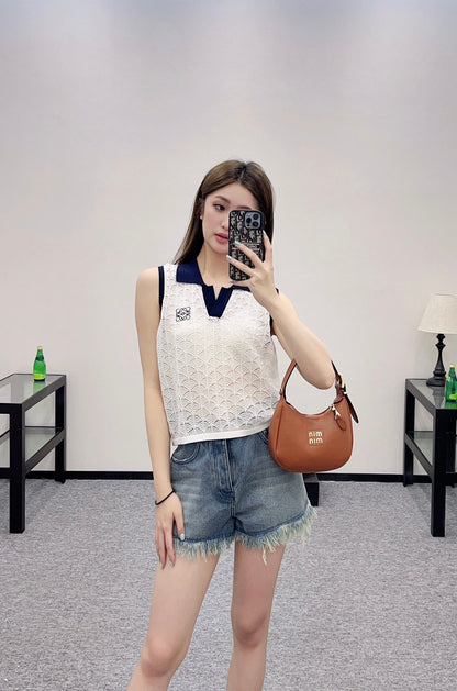 L*♥2025 new product Hollow knitted vest