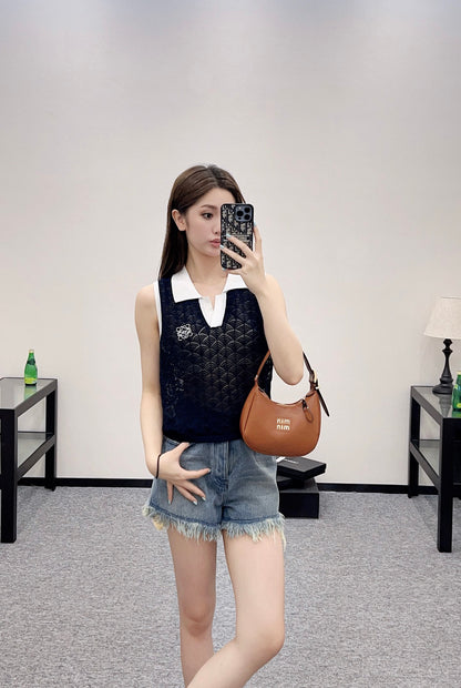 L*♥2025 new product Hollow knitted vest
