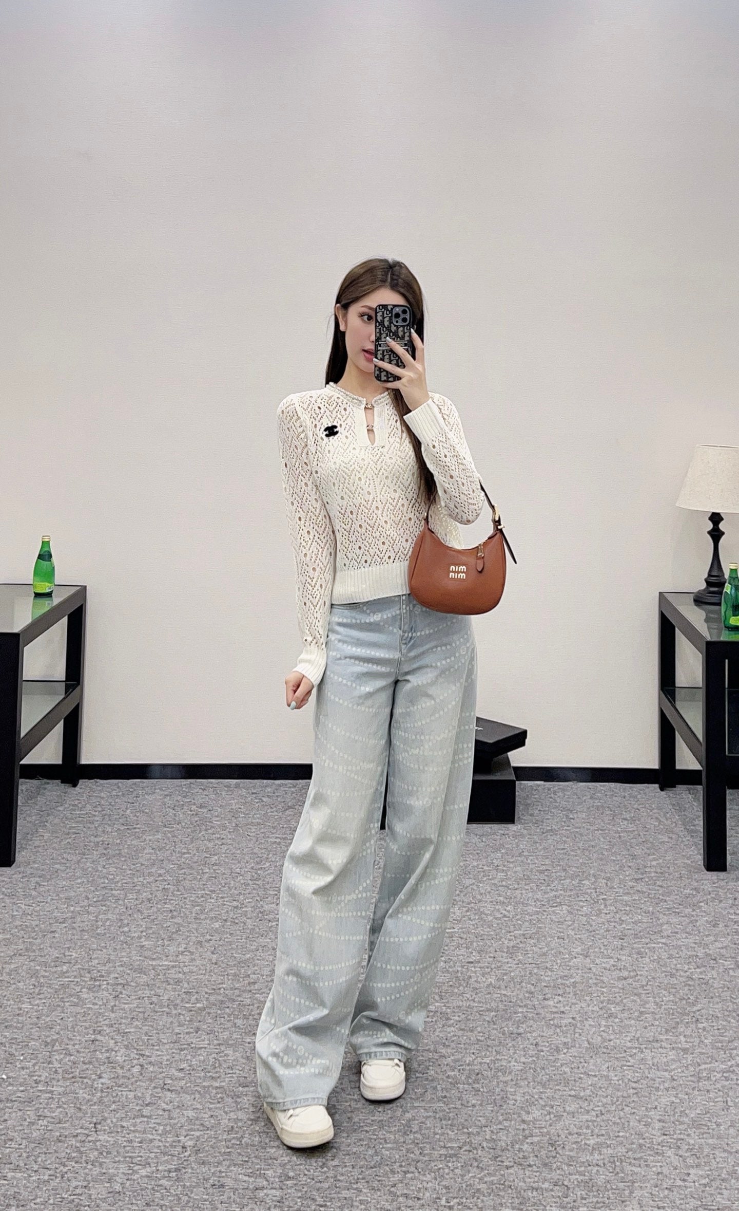 C*♥2025 new product Pearl hollow long sleeves