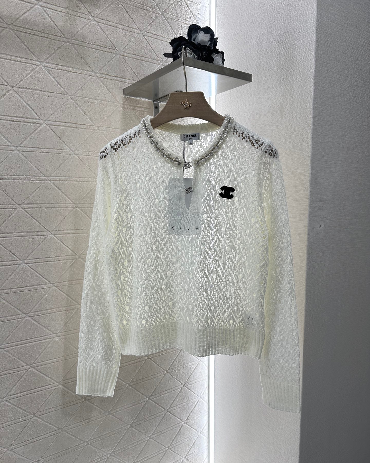 C*♥2025 new product Pearl hollow long sleeves