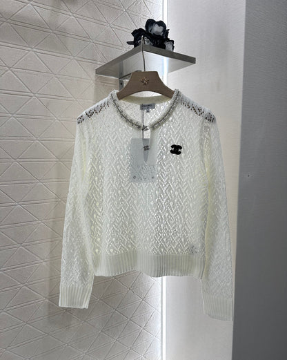 C*♥2025 new product Pearl hollow long sleeves