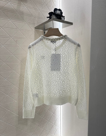 C*♥2025 new product Pearl hollow long sleeves