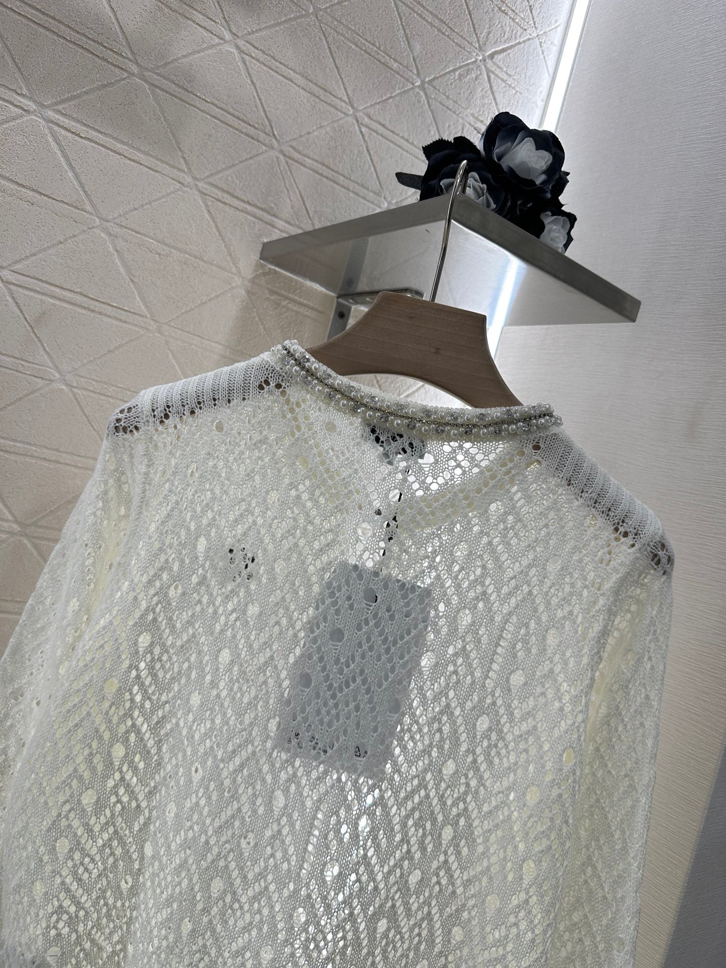 C*♥2025 new product Pearl hollow long sleeves