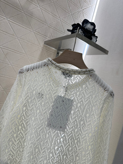 C*♥2025 new product Pearl hollow long sleeves
