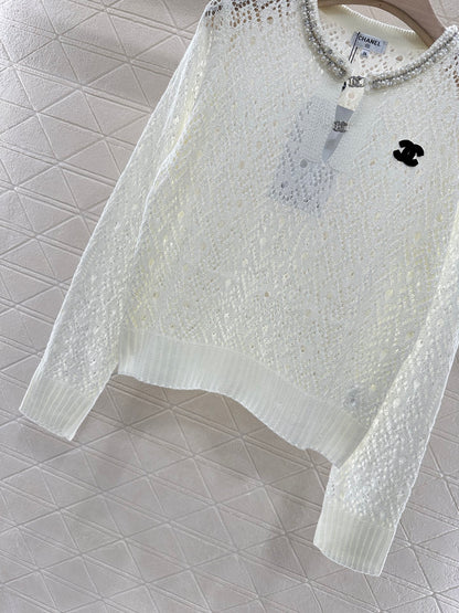 C*♥2025 new product Pearl hollow long sleeves