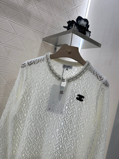 C*♥2025 new product Pearl hollow long sleeves