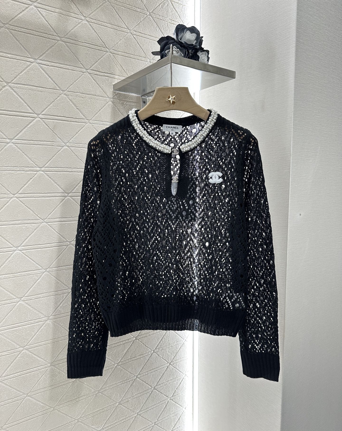 C*♥2025 new product Pearl hollow long sleeves