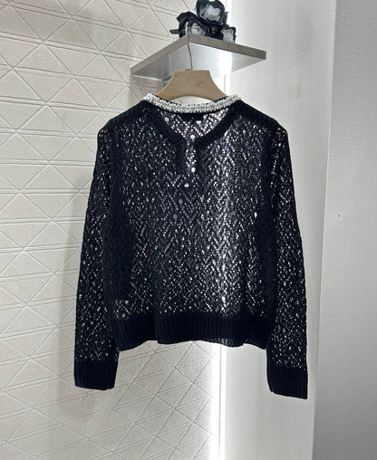 C*♥2025 new product Pearl hollow long sleeves