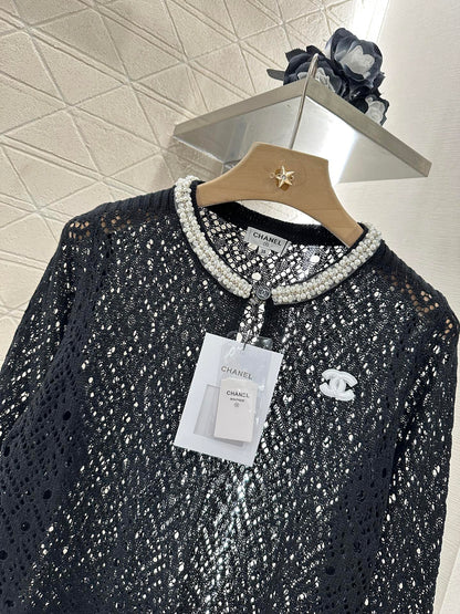 C*♥2025 new product Pearl hollow long sleeves