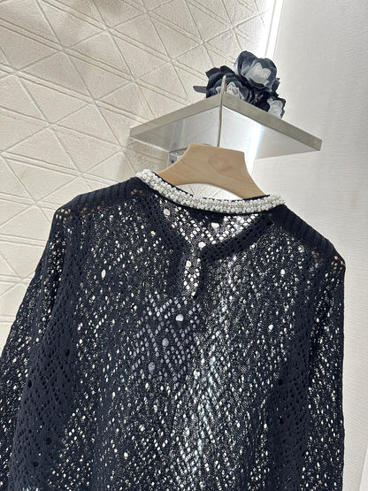 C*♥2025 new product Pearl hollow long sleeves