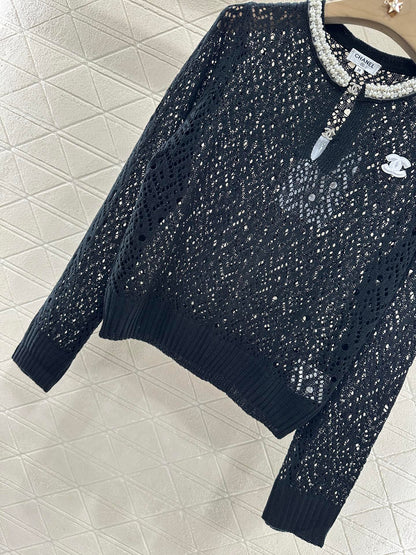 C*♥2025 new product Pearl hollow long sleeves