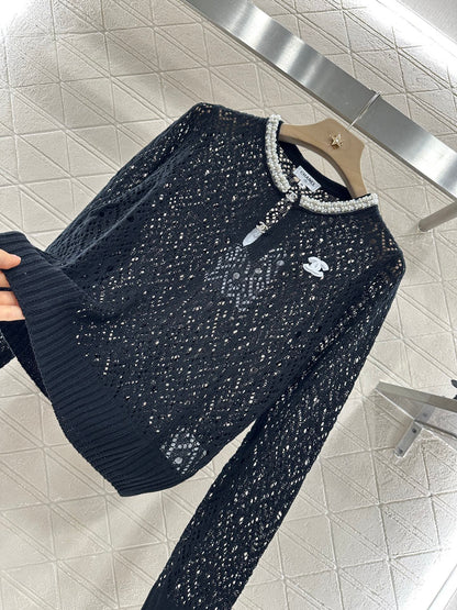C*♥2025 new product Pearl hollow long sleeves
