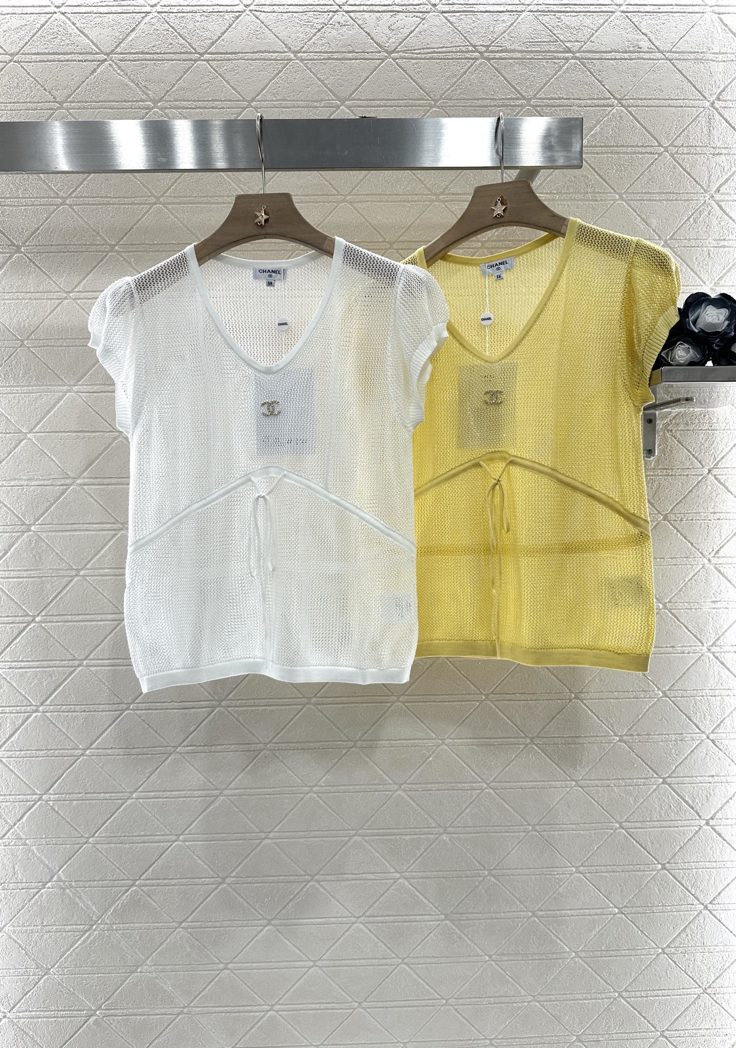 C*♥2025 new product Hollow knitted short sleeves