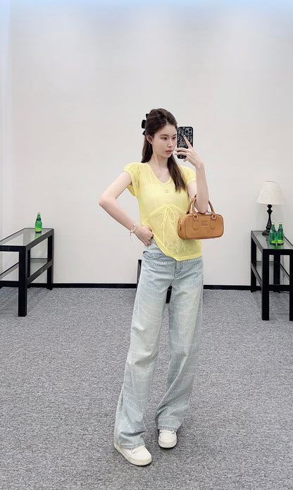 C*♥2025 new product Hollow knitted short sleeves