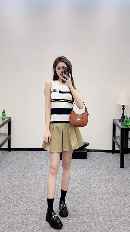 Mi*mi*♥2025 new product Striped knitted vest