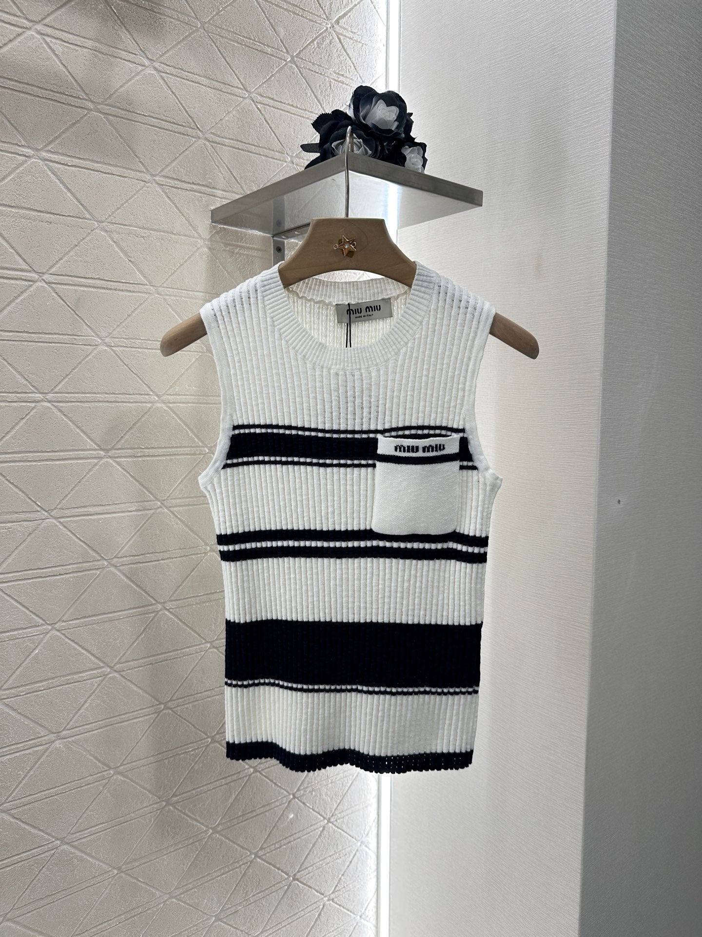 Mi*mi*♥2025 new product Striped knitted vest