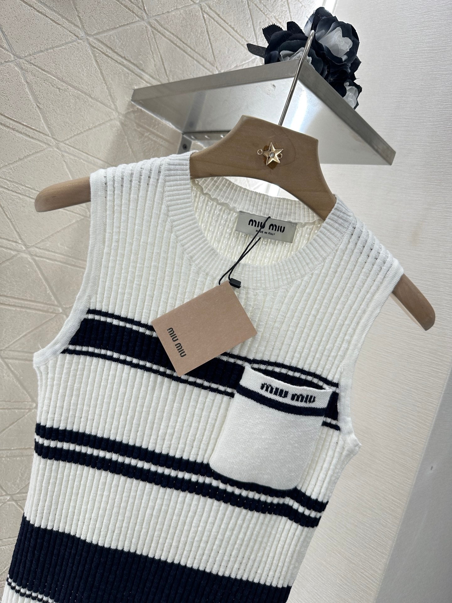 Mi*mi*♥2025 new product Striped knitted vest