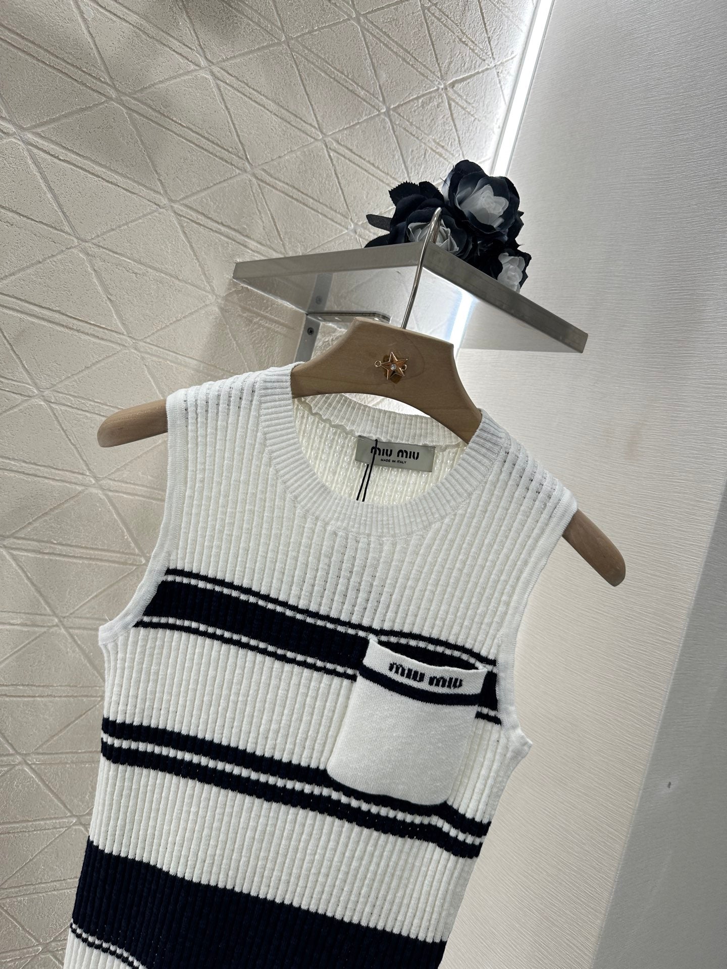 Mi*mi*♥2025 new product Striped knitted vest