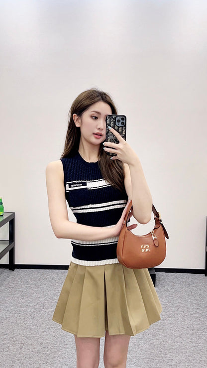Mi*mi*♥2025 new product Striped knitted vest