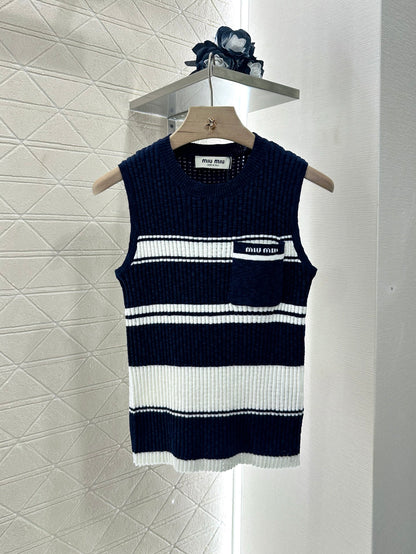 Mi*mi*♥2025 new product Striped knitted vest