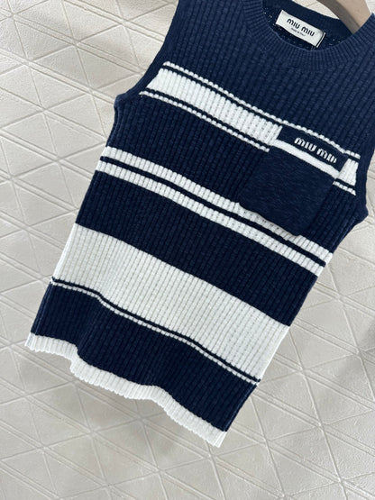 Mi*mi*♥2025 new product Striped knitted vest