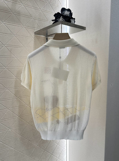 L*♥2025 new product Embroidered knitted short sleeves