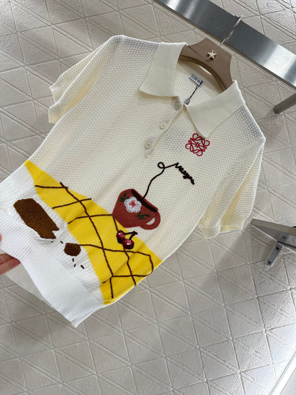 L*♥2025 new product Embroidered knitted short sleeves