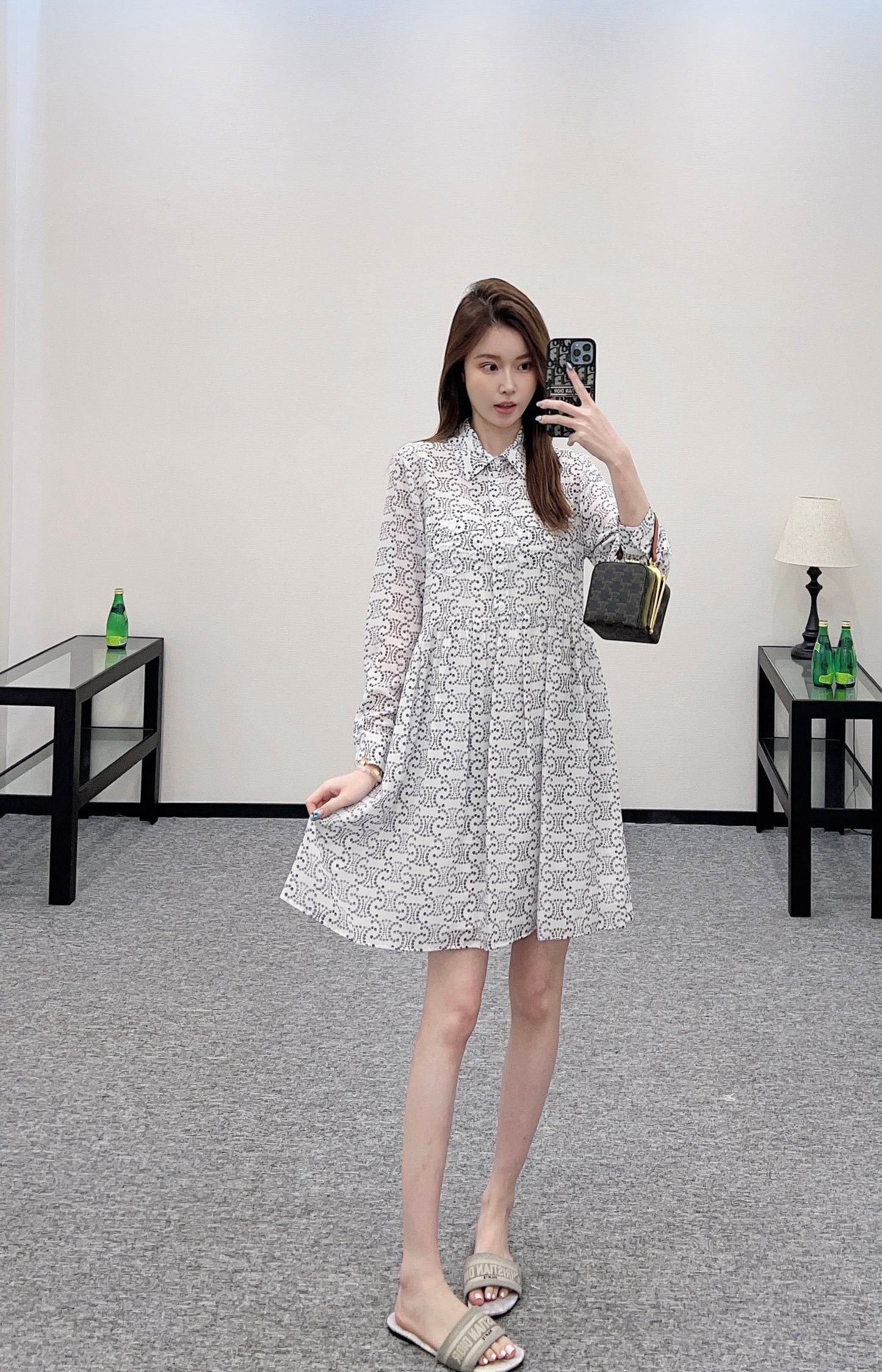 C*♥2025 new product Printed silk dress