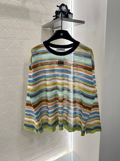 L*♥2025 new product Striped knitted top