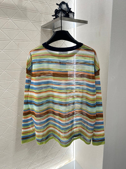 L*♥2025 new product Striped knitted top