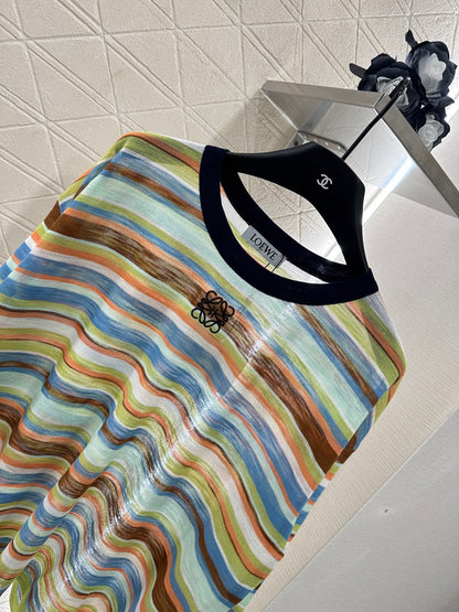 L*♥2025 new product Striped knitted top