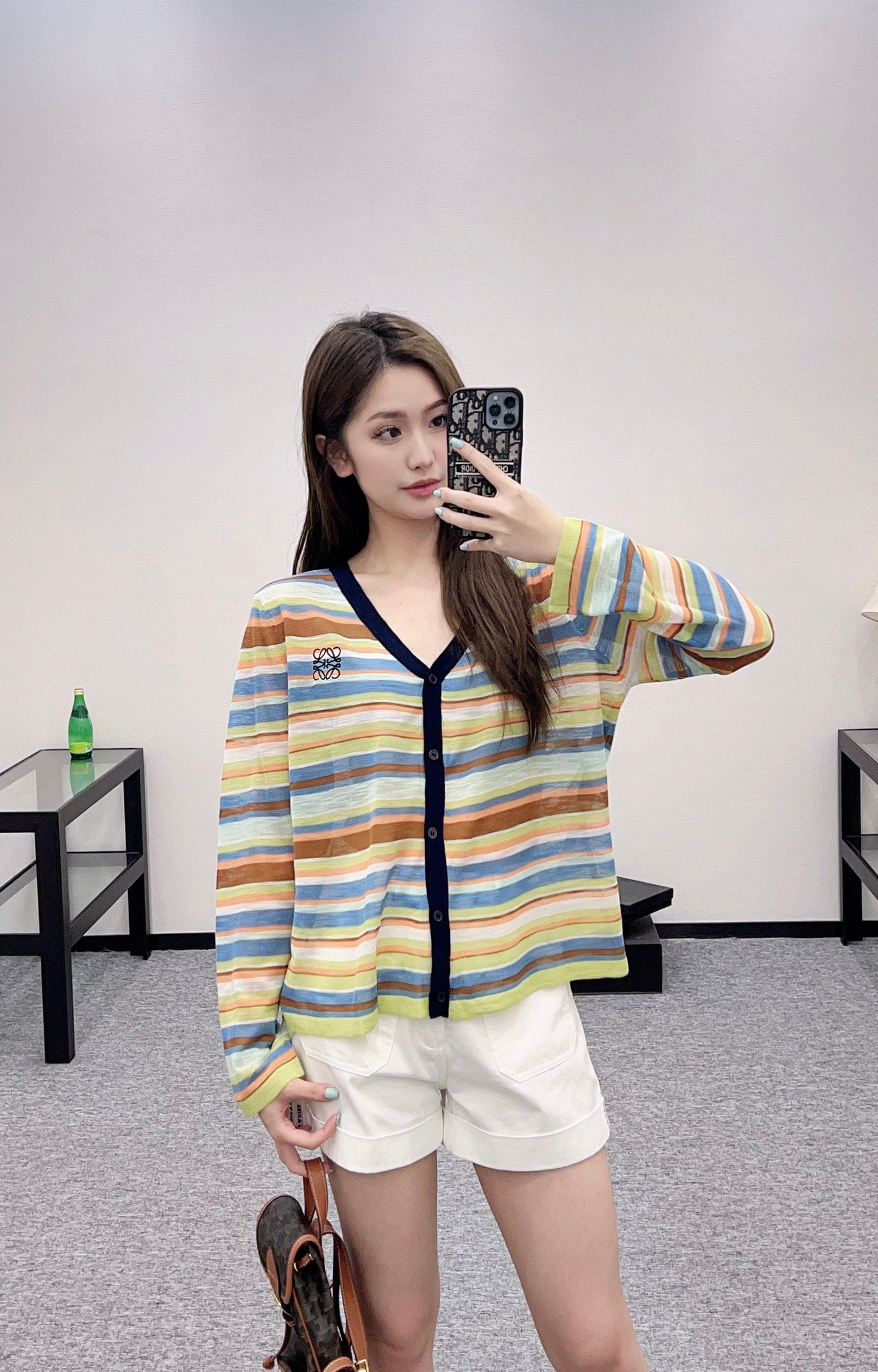 L*♥2025 new product Striped knitted cardigan