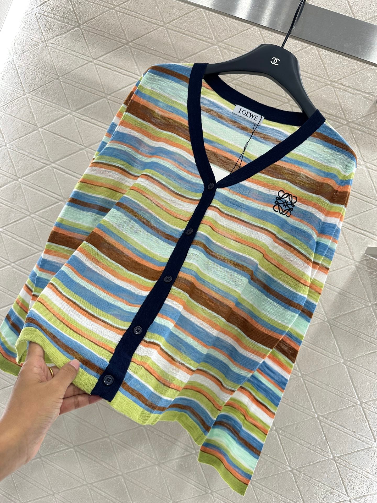 L*♥2025 new product Striped knitted cardigan