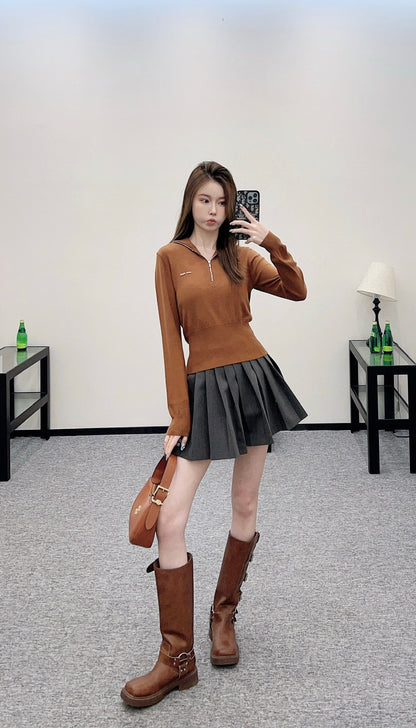 Mi*mi*♥2025 new products Zipper knitted top