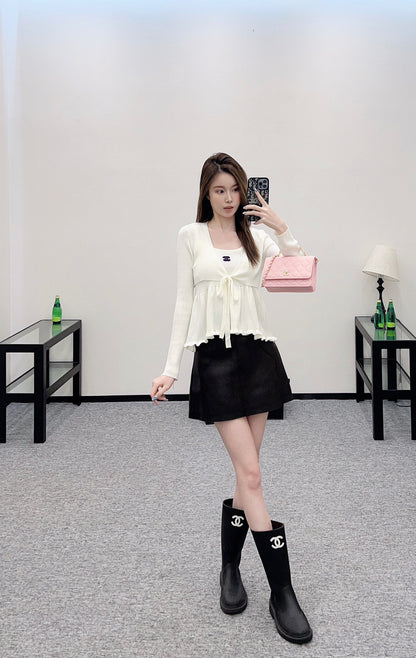 C*♥2025 new product Two-piece suspender cardigan set
