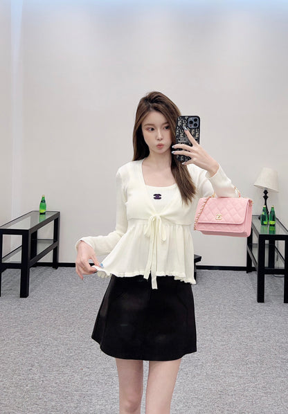 C*♥2025 new product Two-piece suspender cardigan set